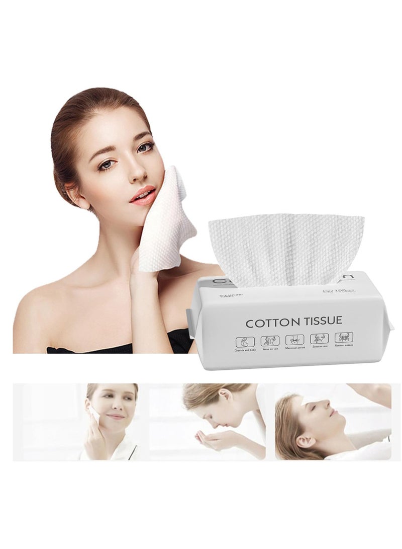 4 Pack Disposable Face Cloths for Washing, 100% Cotton Face Towel Lint Free Makeup Removing Towel, Dry Wet Dual Use, Ultra-Soft, Thicken, Extra Absorbent, for Delicate Skin - Image 3