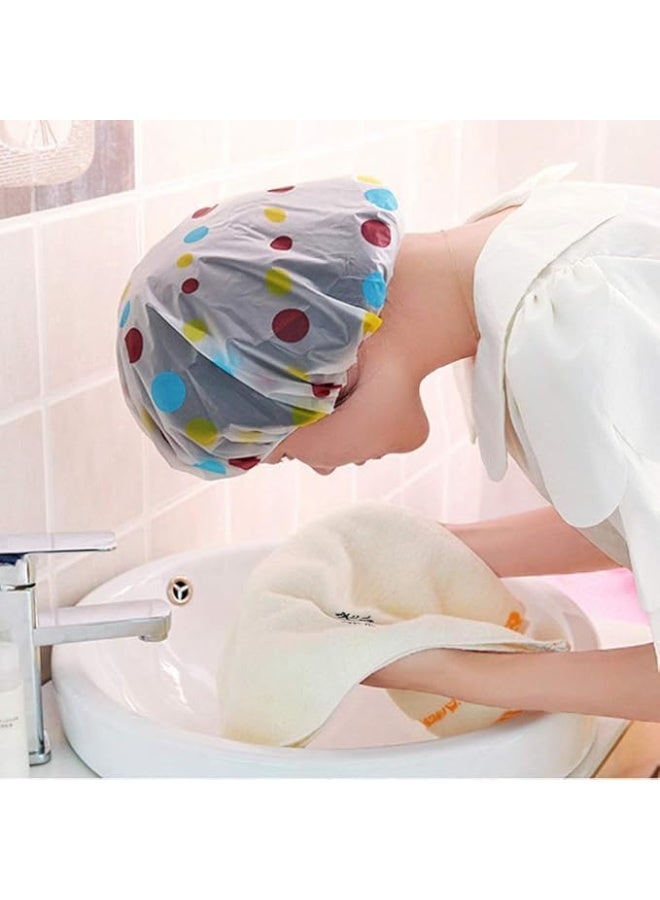 بونيه استحمام للشعر الطويل للنساء - طواقي الاستحمام لتغطية الشعر مرنة وقابلة لإعادة الاستخدام بتصميم جميل للنساء - عدد 1 قطعة مختلفة الاشكال والالوان - Image 3