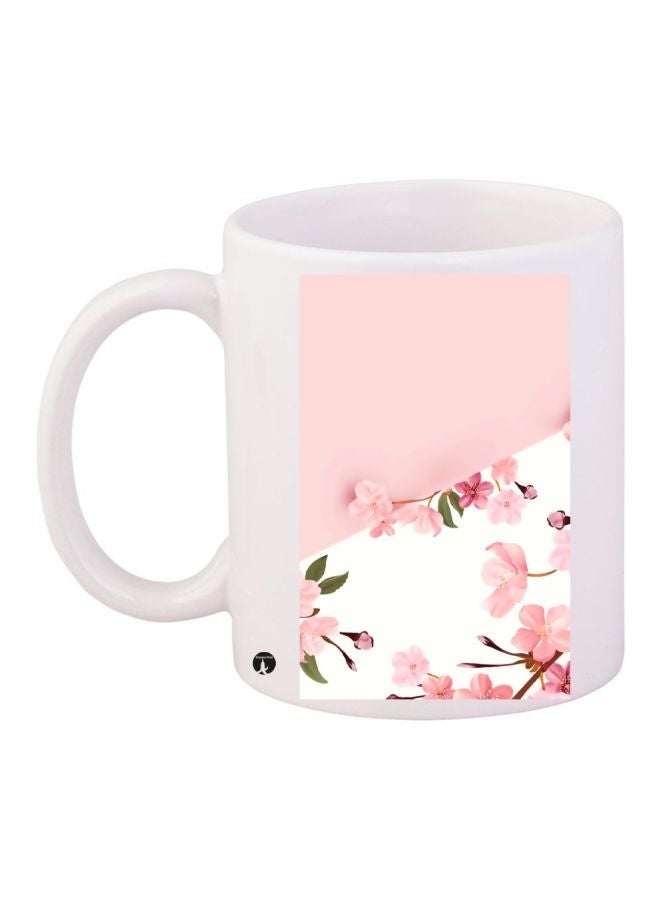 RYN Flowers Printed Coffee Mug White/Pink/Green 11ounce