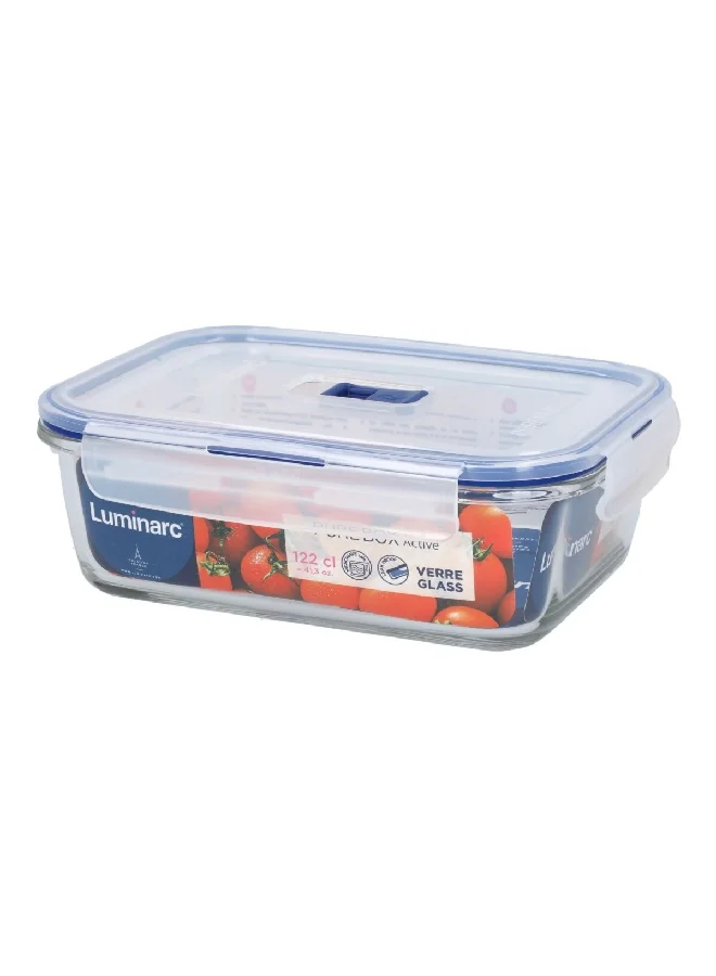 Luminarc Pure Box Active Food Storage Container Clear and Blue 1.22 L P3548