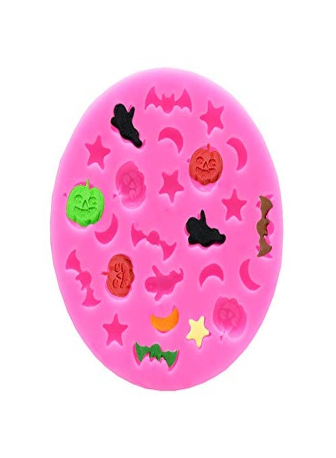 Wetco Mini Halloween Silicone Mold Trick or Treat Ghost Pumpkin Bat Festival Candy Chocolate Making Small Baking Silicone Mold, Pink (Small) - Image 2
