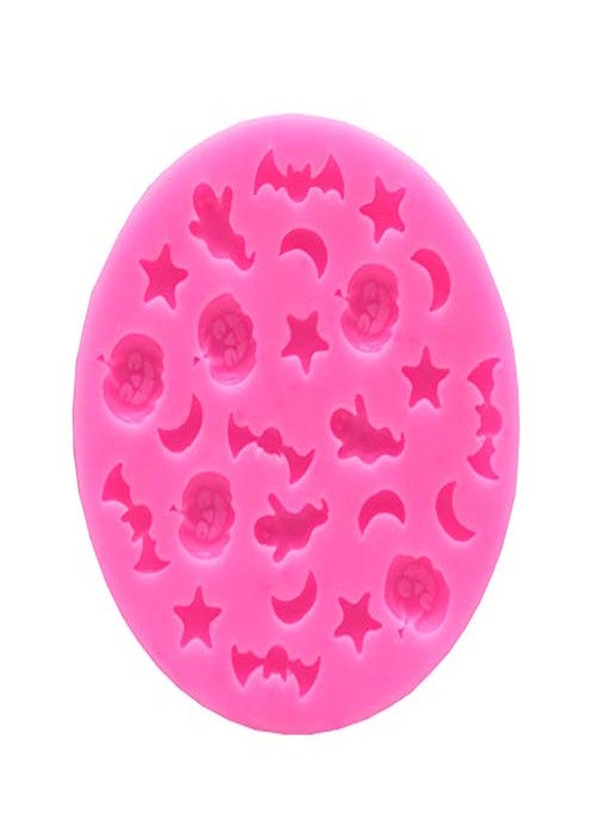 Wetco Mini Halloween Silicone Mold Trick or Treat Ghost Pumpkin Bat Festival Candy Chocolate Making Small Baking Silicone Mold, Pink (Small) - Image 3