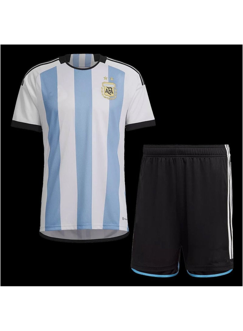 Argentina Three Star Home Jersey Kit 2022 (Jersey+Shorts)-Champion Edition - Image 1