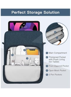Joyelink 9-11 Inch Tablet Sleeve Bag,  Fits for iPad air 5 10.9" 2022, iPad Pro 11 M2 2022-2018, iPad 10th 10.9, Air 4 10.9, Tab S8 2022, Handle Carrying Case with Shoulder Strap, Dark Blue  - Image 5