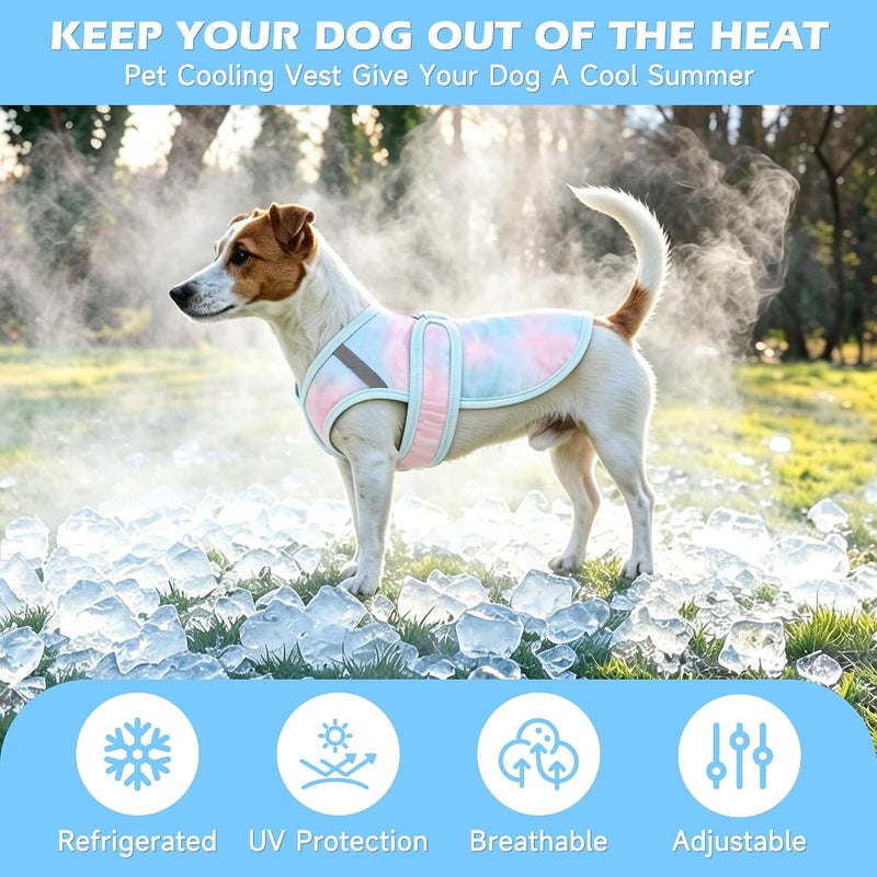 ZINGTERRA Dog Cooling Vest,Adjustable Lightweight Dog Cooler Jacket for Summer 3D Breathable Mesh Pet Cooling Shirts with Reflective Stripe UV Protection Pet T Shirt for Beach, Hiking, Walking - Image 3