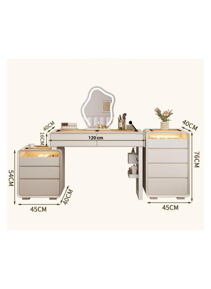 AWD - Vanity Table with Mirror, Dressing Table with Chair, White Modern Vanity Table for Women Makeup Desk with Storage Drawers, Lighted Mirror, Women's Bedroom Vanity Desk. - Image 1