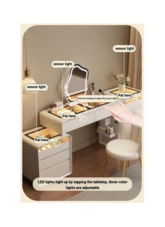 AWD Vanity Table with Mirror, Dressing Table with Chair, White Modern Vanity Table for Women Makeup Desk with Storage Drawers, Lighted Mirror, Women's Bedroom Vanity Desk.  - Image 4