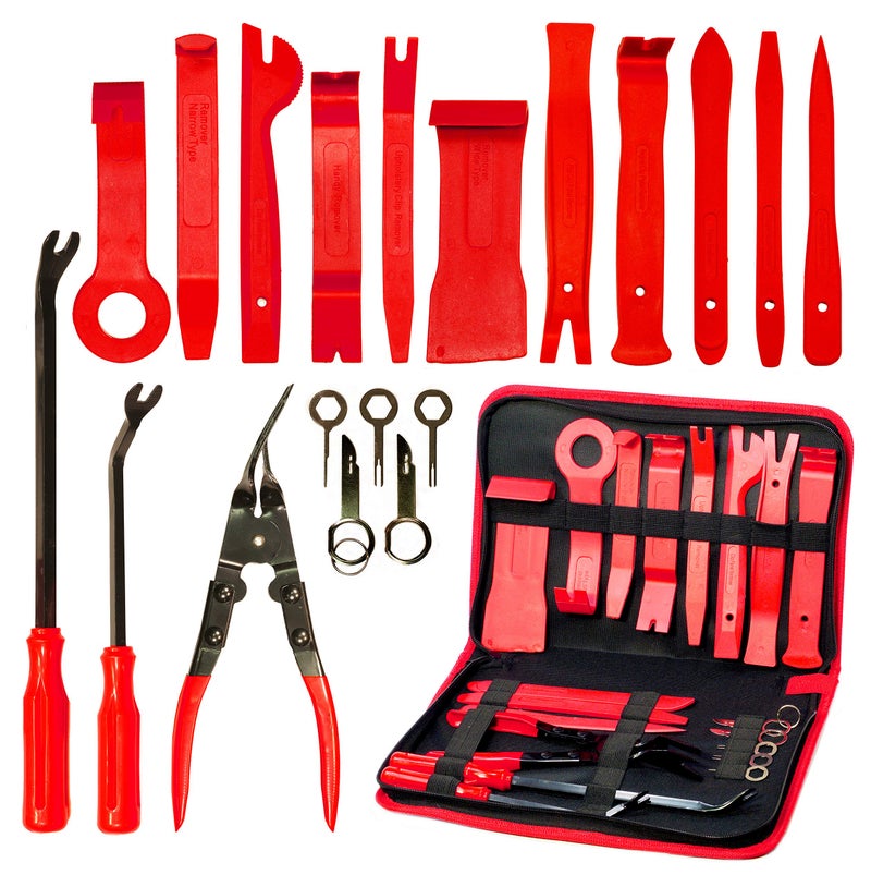 VViViD Auto Trim Panel Removal Tool Kit with Trim Clip Plier Set Car Door Dashboard Wire Terminal and Stereo Removal Instruments 19Pcs Pry Tools in Carry Bag - Image 1