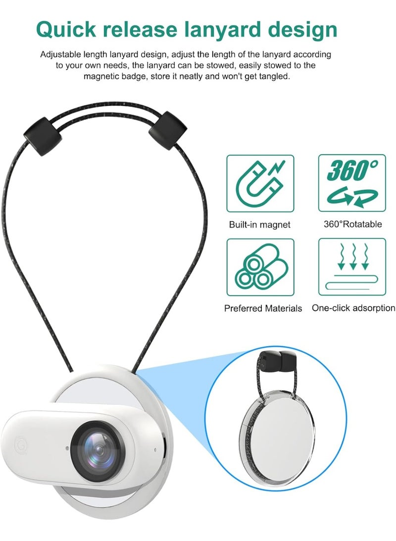 Magnet Pendant for Insta360 GO 3S/GO 3 Action Camera,Magnetic Holder with Quick Release Neck Strap as for Insta360 GO3S Accessories for Photography (White) - Image 2