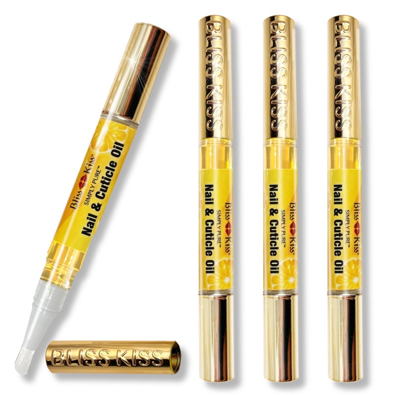 Bliss Kiss | Crisp Fragrance 4 Nail Oil Cuticle Pens w/Vitamin E & Jojobaâ¤Nail Strengthener Nail Growth Treatment for Brittle Peeling Breaking Thin Nails - Image 1