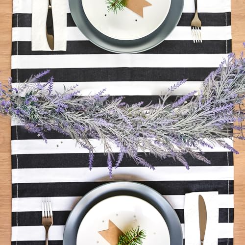 MAKHOT Spring Summer Lavender Purple Garland, 6Ft Lavender Artificial Green Garland, Fake Silver LavenderLeaves Vines for Wedding Mantle Party Arch Porch Stair Table Door Home Decor (Light Purple) - Image 4