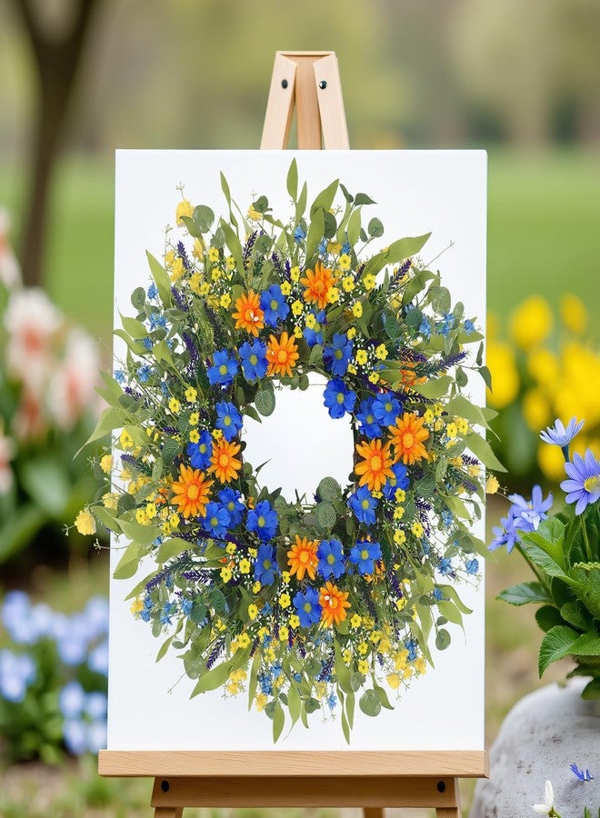 LOKEISNA Spring Wreaths for Front Door, 24'' Daisy Wreath and Sunflower Wreaths, Spring Summer Wreaths for Front Door Outside, Hand Made Door Wreath for Front Door Window Wall Indoor Outdoor Décor - Image 3