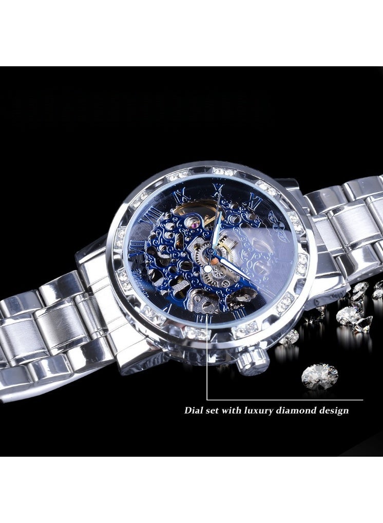 وينر ساعة رجالية أنيقة وعملية بهيكل عظمي يدوي مرصع بأحجار الراين - Image 5