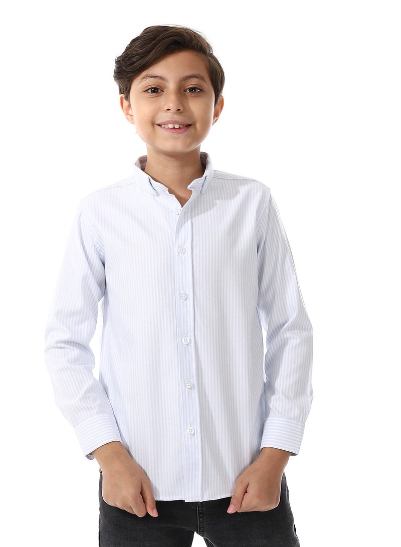 Andora Candy Stripes Boys Oxford Shirt_White & Sky Blue - Image 1