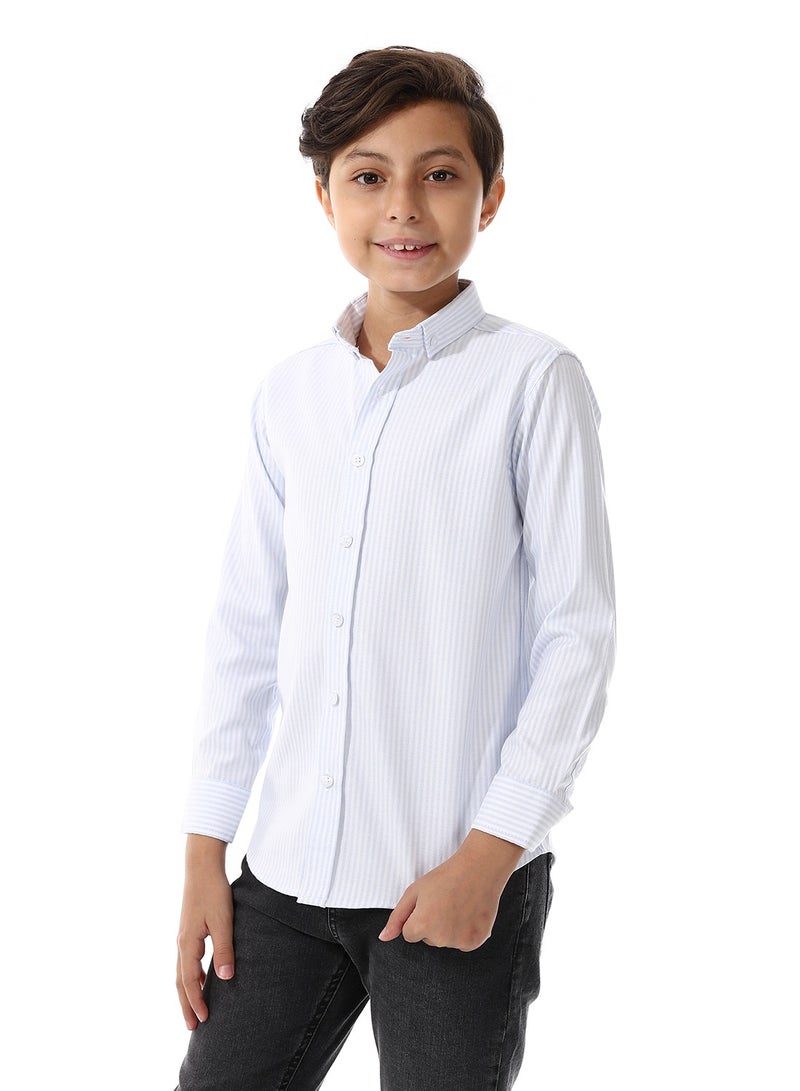 Andora Candy Stripes Boys Oxford Shirt_White & Sky Blue - Image 2