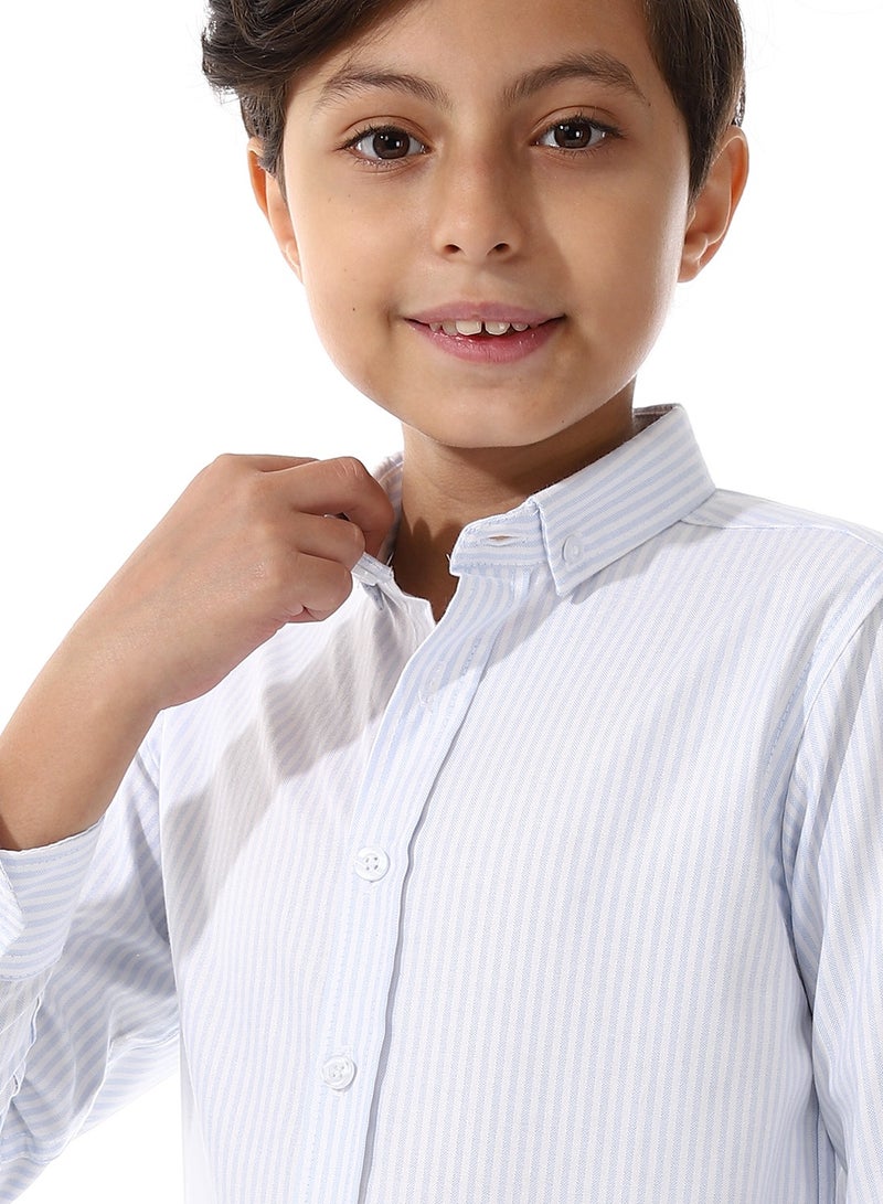 Andora Candy Stripes Boys Oxford Shirt_White & Sky Blue - Image 4