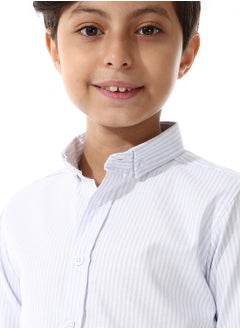 Andora Candy Stripes Boys Oxford Shirt_White & Sky Blue  - Image 5