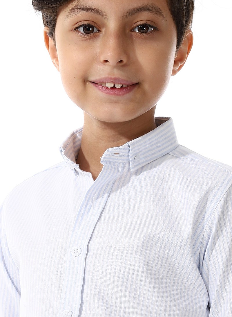 Andora Candy Stripes Boys Oxford Shirt_White & Sky Blue - Image 5