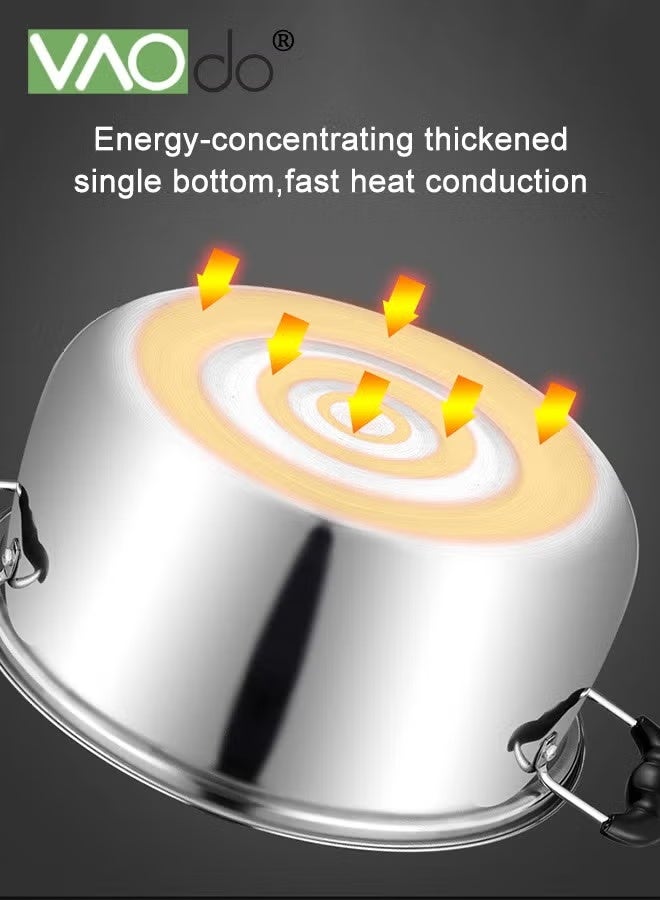 فاو دو مجموعة من 3 أواني وطناجر، أواني طهي سميكة من الفولاذ المقاوم للصدأ، مناسبة لمختلف أنواع المواقد، طنجرة حليب ومقلاة مع أغطية، مجموعة أواني طهي منزلية - Image 5