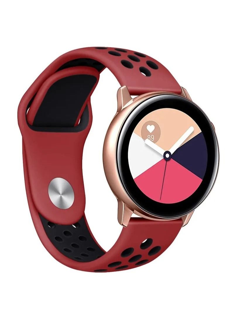 Risen Quick Release Strap 20mm Silicone Replacement Band For Samsung Galaxy Active / Galaxy Active 2 - 40 / 44mm Red/Black 
