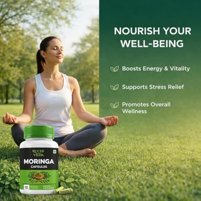 Moringa Capsules 1100mg per Serving – Sun-Dried Farm-Fresh Moringa Oleifera for Daily Energy, Immune Support & Natural Detox – Third-Party Tested Vegan – 60 Veg Capsules - Image 5