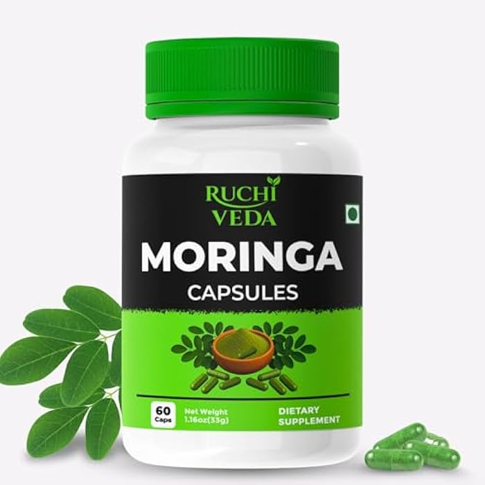 Moringa Capsules 1100mg per Serving – Sun-Dried Farm-Fresh Moringa Oleifera for Daily Energy, Immune Support & Natural Detox – Third-Party Tested Vegan – 60 Veg Capsules - Image 1