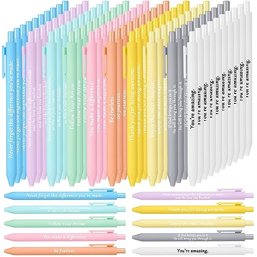 Teling 100 Pcs Motivational Pens Bulk Inspirational Quotes Ballpoint Pens with Sayings Funny Positive Thank You Gifts for Staff Employees Operation Christmas, Black Ink(Pastel Colors,Classic Style) - Image 1