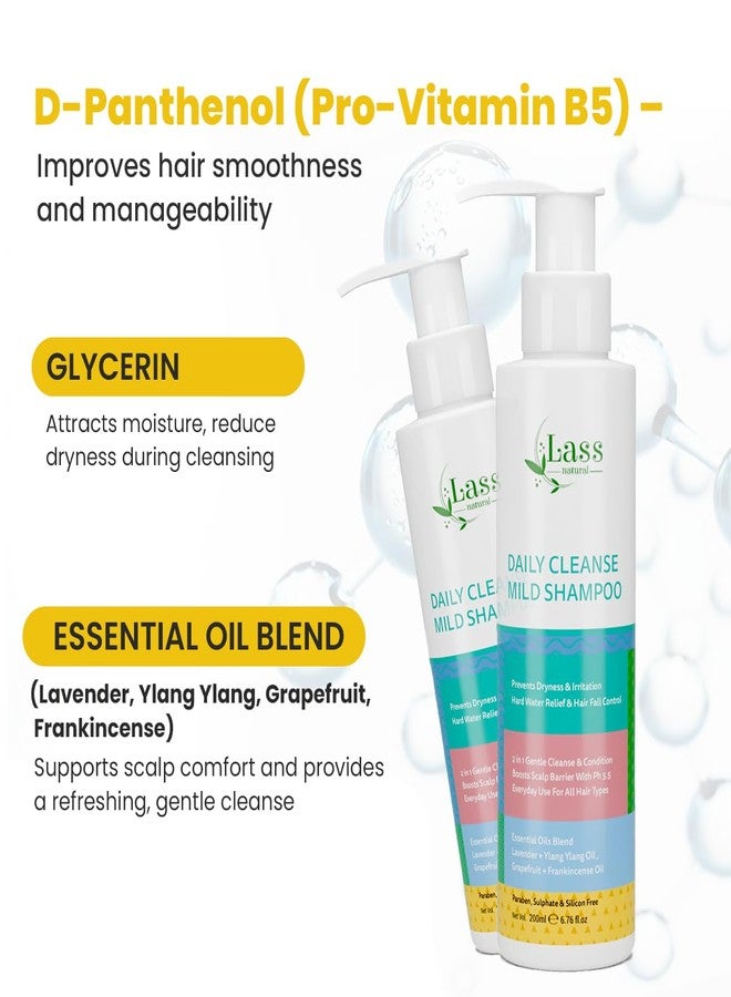 Lass Natural Everyday Shampoo Smoothening & Revieving | Repairs Hair shafts & Restore Strength | Sulphate and Paraben Free 200 ml - Image 3
