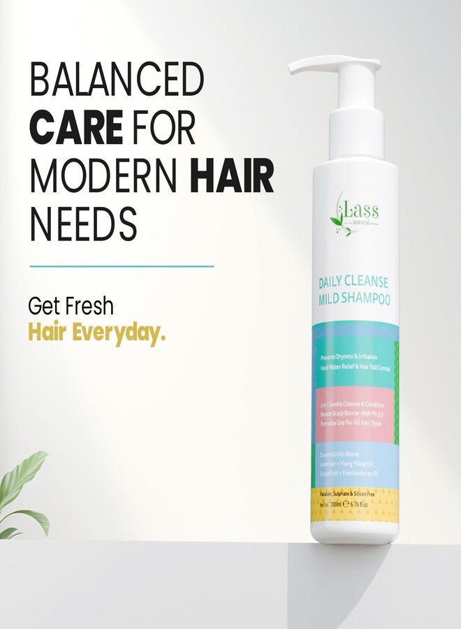 Lass Natural Everyday Shampoo Smoothening & Revieving | Repairs Hair shafts & Restore Strength | Sulphate and Paraben Free 200 ml - Image 2