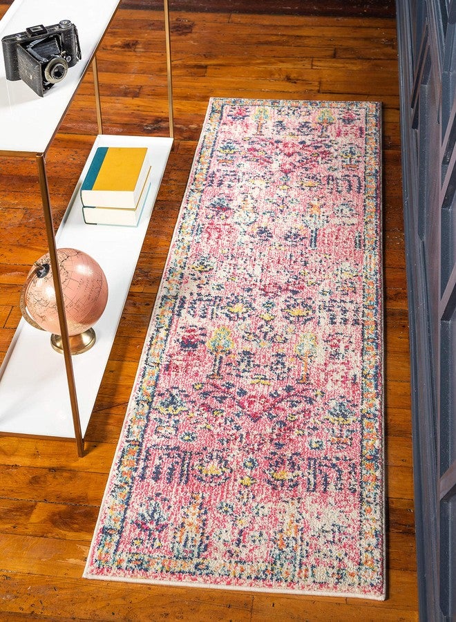 Unique Loom Monterey Collection Area Rug - Adobe (2' x 6' 9" Runner Pink/Blue) - Image 3