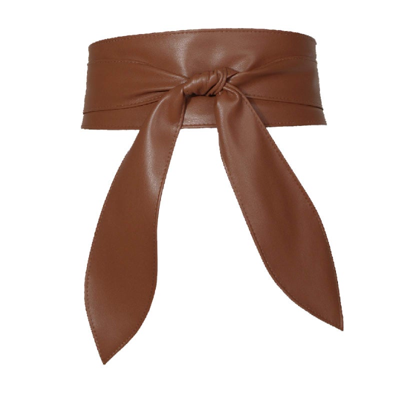 Earnda Earnda Womens Fashion Obi Belt Wrap Wide Cinch for Dress Solid Color Belts Coffee Medium  - Image 1