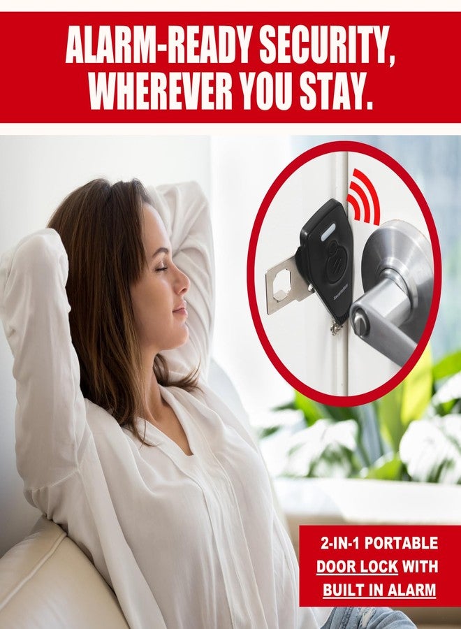 SecurityMan Portable Door Lock for Hotel, Apartment, & Travel - Renter Friendly Apartment Door Lock - Loud 130dB LED Alarm - Rechargeable Door Locks for Travelers - Hotel Room Security Devices - Black - Image 2