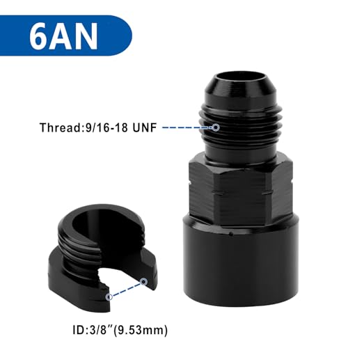 LokoCar 6AN Male to 38 Quick Disconnect Female EFI Fuel Rail Fitting Aluminum Black 2Pcs - Image 3