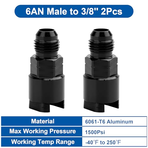 LokoCar 6AN Male to 38 Quick Disconnect Female EFI Fuel Rail Fitting Aluminum Black 2Pcs - Image 5