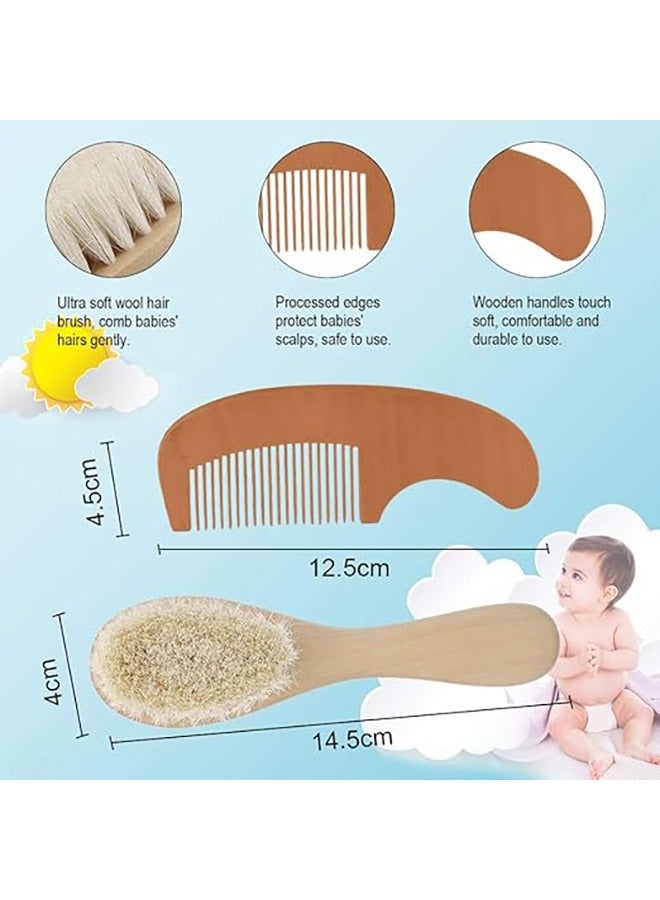 Baby Hair Brush Comb Set, Natural Lotus Wood with Soft Goat Bristles and Pear Wood Comb for Newborns and Toddlers, Perfect for Cradle Cap and Gentle Scalp Care  - Image 4