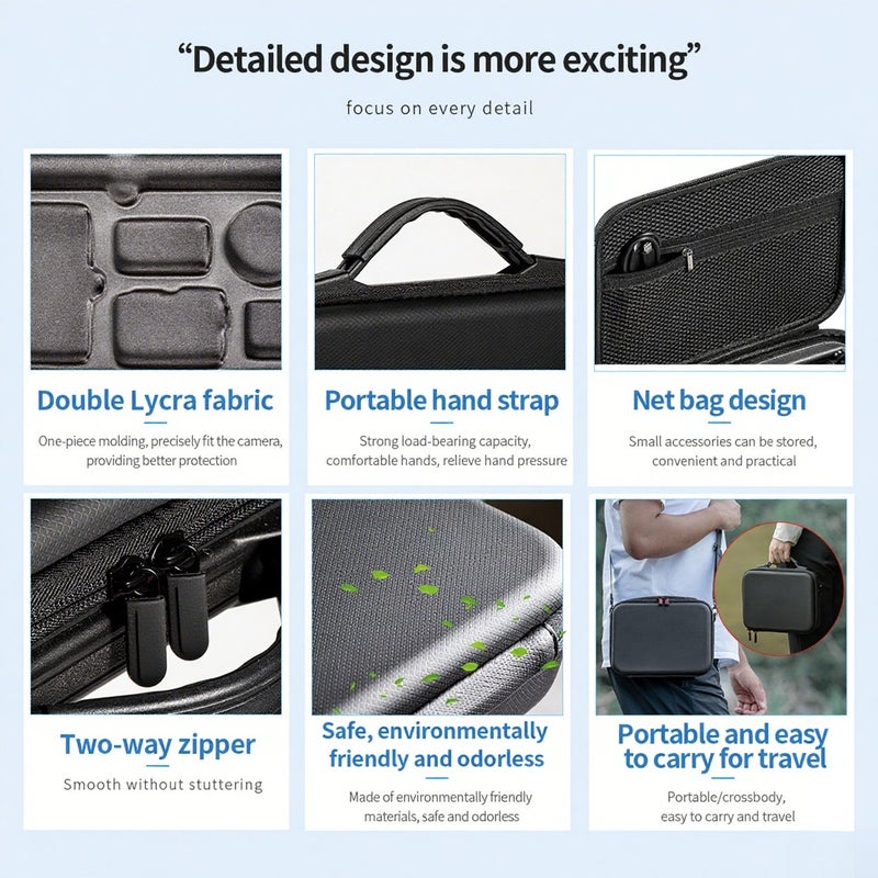 Sports Camera Case Digital Camera Case Portable Storage Bag for Camera Protective Bag for Digital Camera with Semi-open Design Compatible with DJI Osmo Action 4 Support Camera/Quick Release - Image 4
