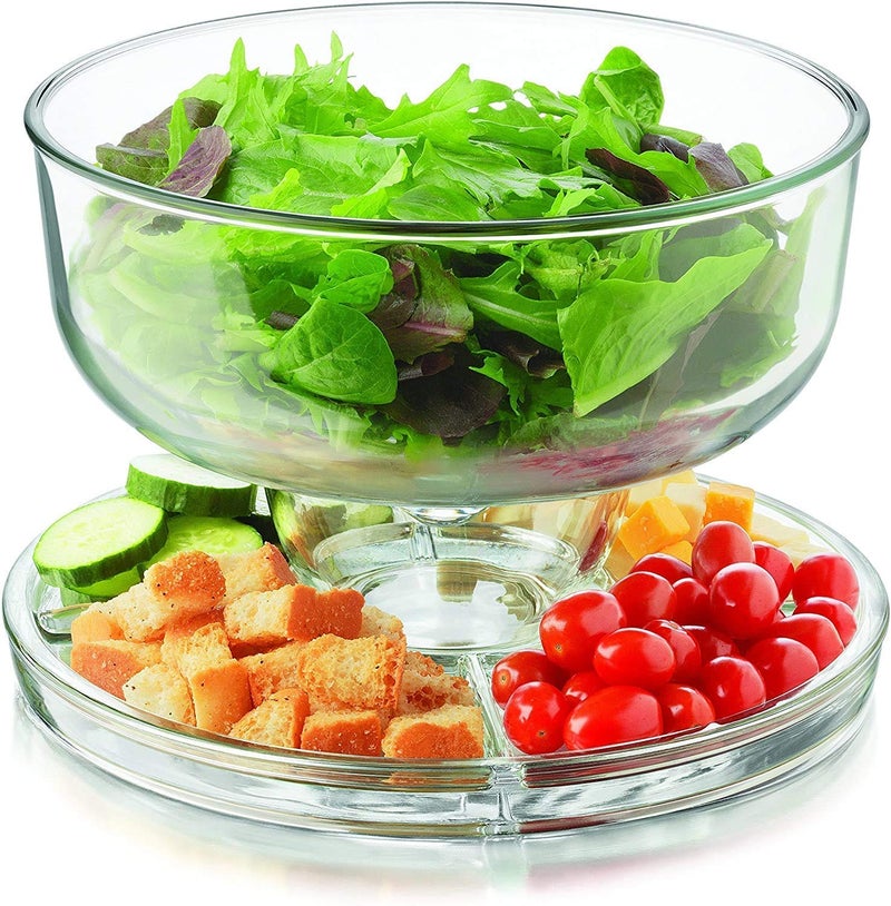 RIGJAK 3-in-1 Acrylic Cake Stand with Dome Cover Lid Multi-Functional Serving Platter and Cake Plate - Use as Cake Holder,Salad Bowl,Punch Bowl,Veggie,Desert Platter,Nachos,Salsa Plate. - Image 3