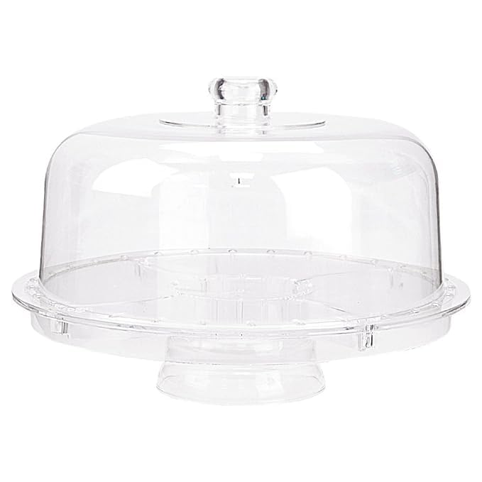 RIGJAK 3-in-1 Acrylic Cake Stand with Dome Cover Lid Multi-Functional Serving Platter and Cake Plate - Use as Cake Holder,Salad Bowl,Punch Bowl,Veggie,Desert Platter,Nachos,Salsa Plate. - Image 5