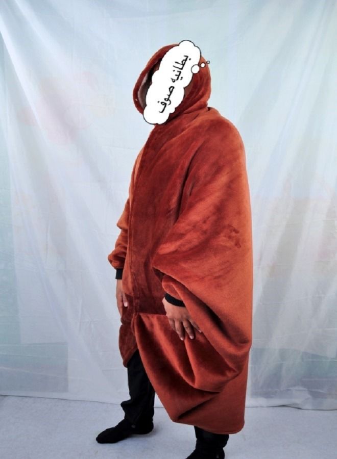 Fleece Blanket Hoodie Cloak Super Soft Microfiber Plush Wearable Blanket Sweatshirt Solid Winter Warm Cloak Blanket Outwears  - Image 2