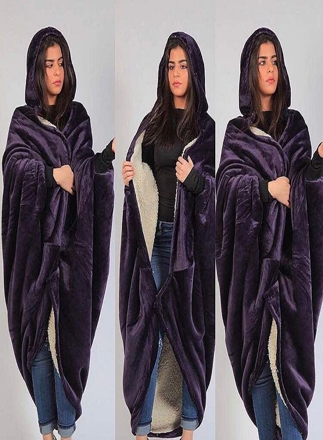Fleece Blanket Hoodie Cloak Super Soft Microfiber Plush Wearable Blanket Sweatshirt Solid Winter Warm Cloak Blanket Outwears  - Image 1