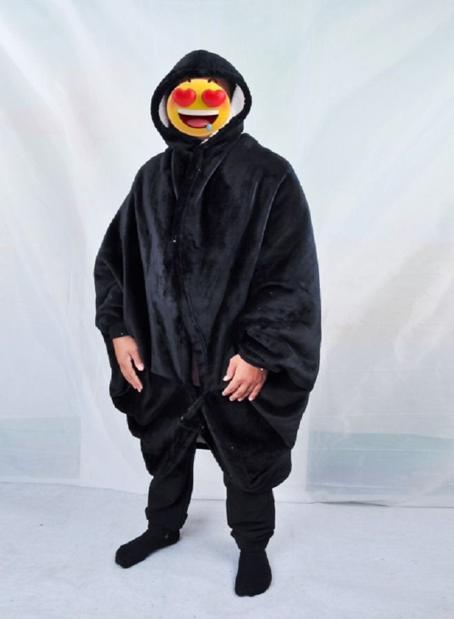 Fleece Blanket Hoodie Cloak Super Soft Microfiber Plush Wearable Blanket Sweatshirt Solid Winter Warm Cloak Blanket Outwears  - Image 3