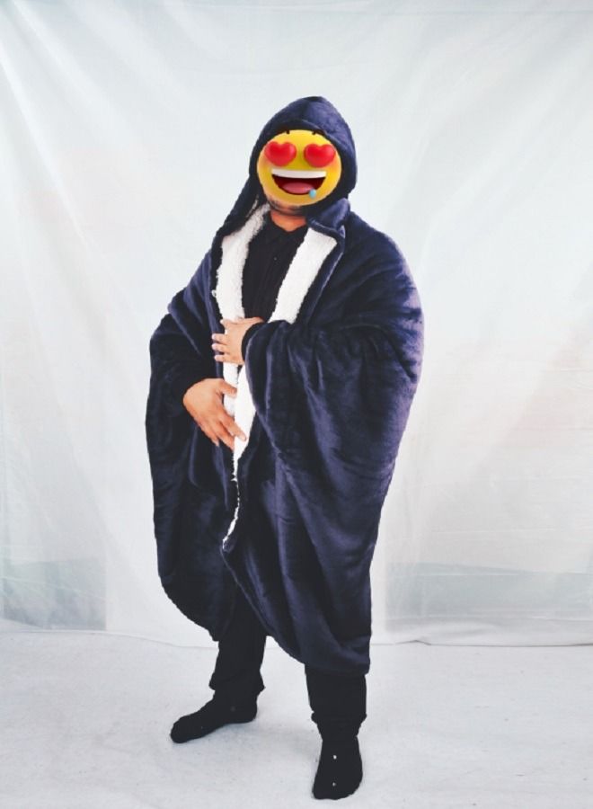 Fleece Blanket Hoodie Cloak Super Soft Microfiber Plush Wearable Blanket Sweatshirt Solid Winter Warm Cloak Blanket Outwears  - Image 4