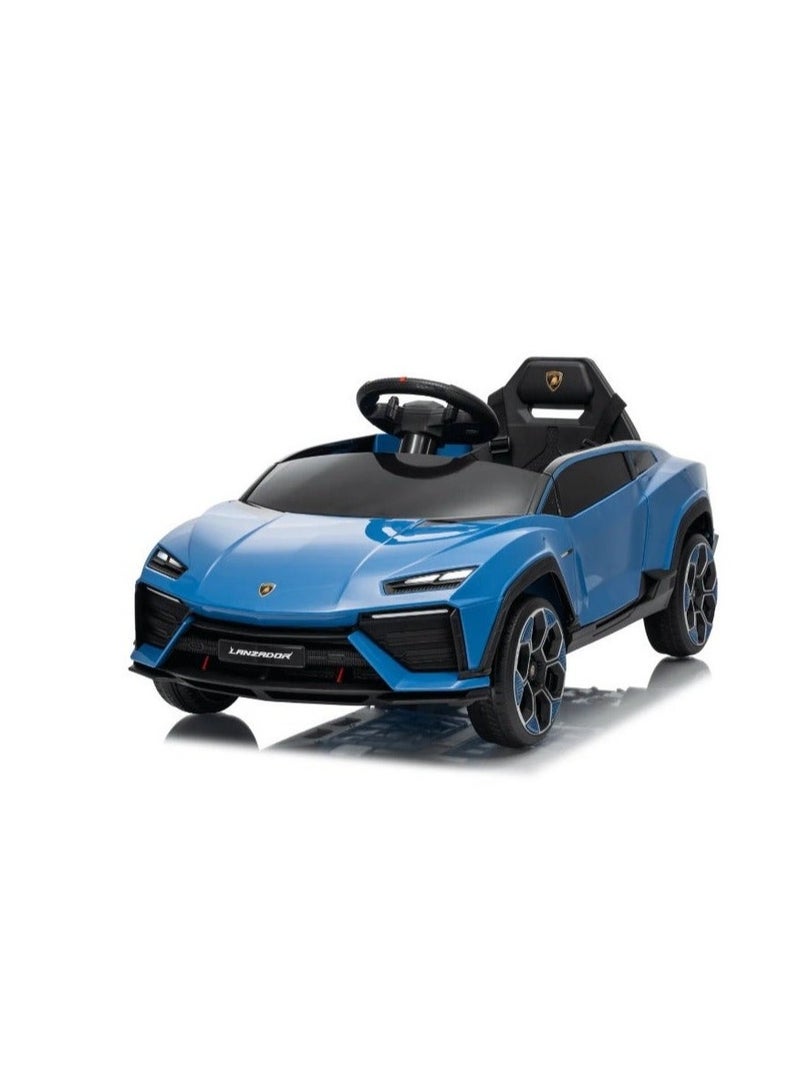 لامبورغيني Licensed Lamborghini Lanzador 12V Kids Electric Ride-On Car with Remote Control, Leather Seat, EVA Wheels & Bluetooth (Ages 1-4) - BLUE - Image 1