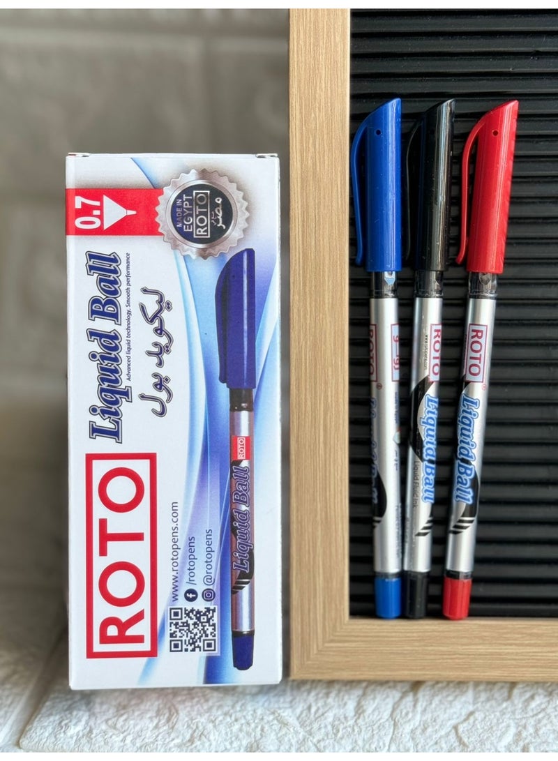 Roto Liquid Ballpoint pen - 3 Boxes 36 Pen - Colors Blue Black Red - Image 2