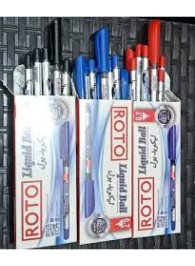 Roto Liquid Ballpoint pen - 3 Boxes 36 Pen - Colors Blue Black Red - Image 3