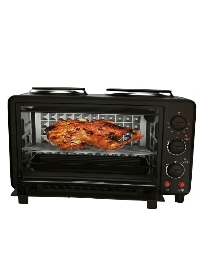 SILVER CREST Electric Oven 37L - Dual Hot Plates, Baking & Grilling, Pizza Maker, Adjustable Thermostat, Convection, Rotisserie, Stainless Steel Interior Electric Toaster Oven - Image 1