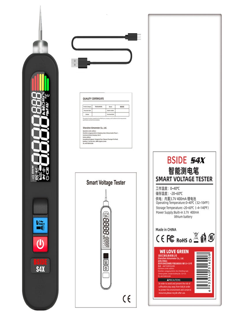 BSIDE S4X Digital 12-300V AC Voltage Tester Power Line Leakage Detector Electric Leakage Detect Pen EBTN Display Circuit Continuity Test Pen with NCV Voltage Sensing Live Wire Check Functions - Image 2