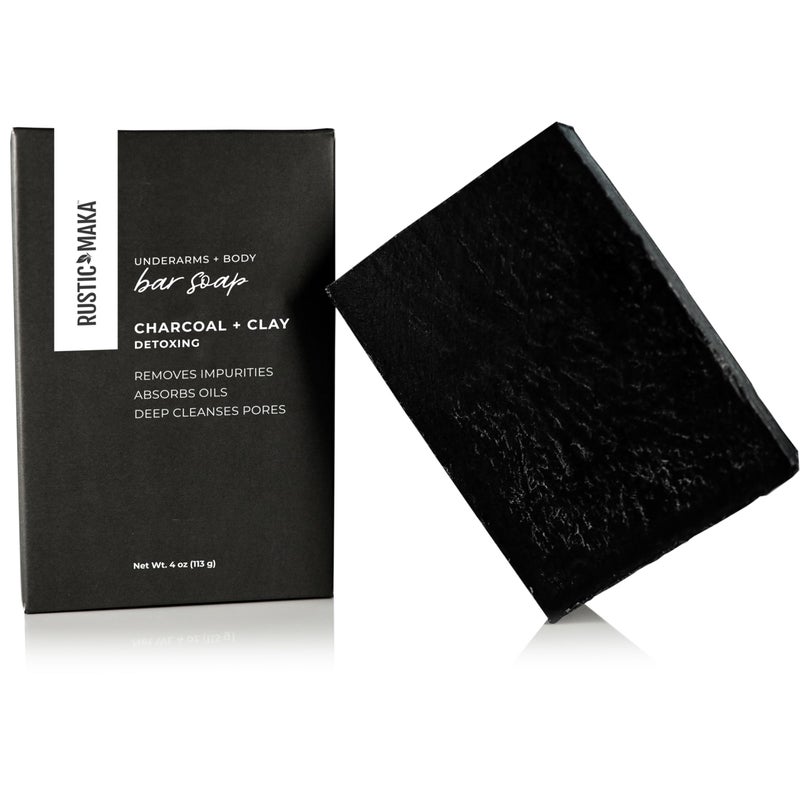 Rustic Maka Deep Cleansing Charcoal  Clay Soap Bar  Activated Charcoal Face  Body Soap for AcneProne Oily and Sensitive Skin  Kaolin Clay Formula for Pore Cleansing  Oil Control