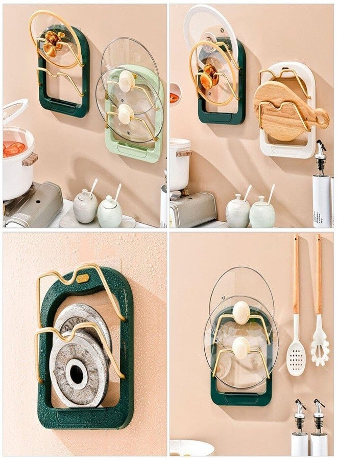 SolaceWave Pot Lid Holder Wall Mount | 2 Tier Kitchen Organizer Rack | No Drill Suction Cup Installation | Multipurpose Storage for Pot Lids Pan Covers Cutting Board | Space Saving Wall Mounted Kitchen Rack - Image 4