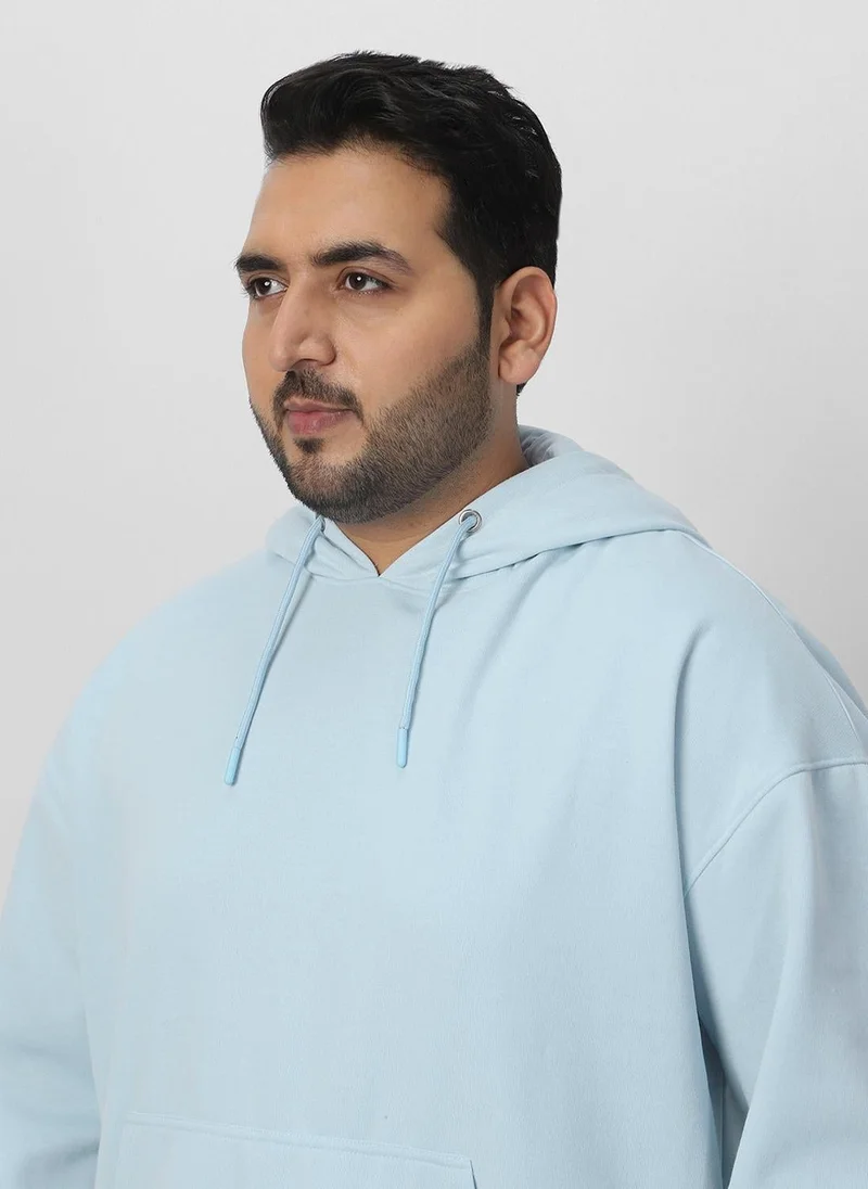 Urbano Fashion  Urbano Plus Men's Ballad Blue Cotton Solid Oversized Hooded Neck Sweatshirt for Men | Best Price UAE